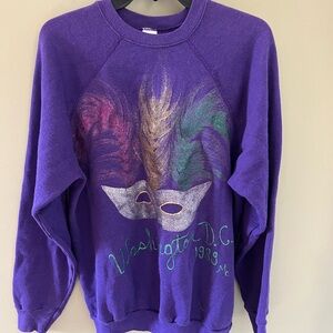 Women’s Mardi Gras Sparkly Purple Tultex Crewneck Sweatshirt. Size XL.